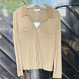 Frame Denim Earth Tone Jersey Button-Up Shirt